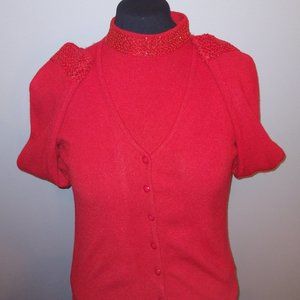 Red Jeweled Sweater & Vest SET